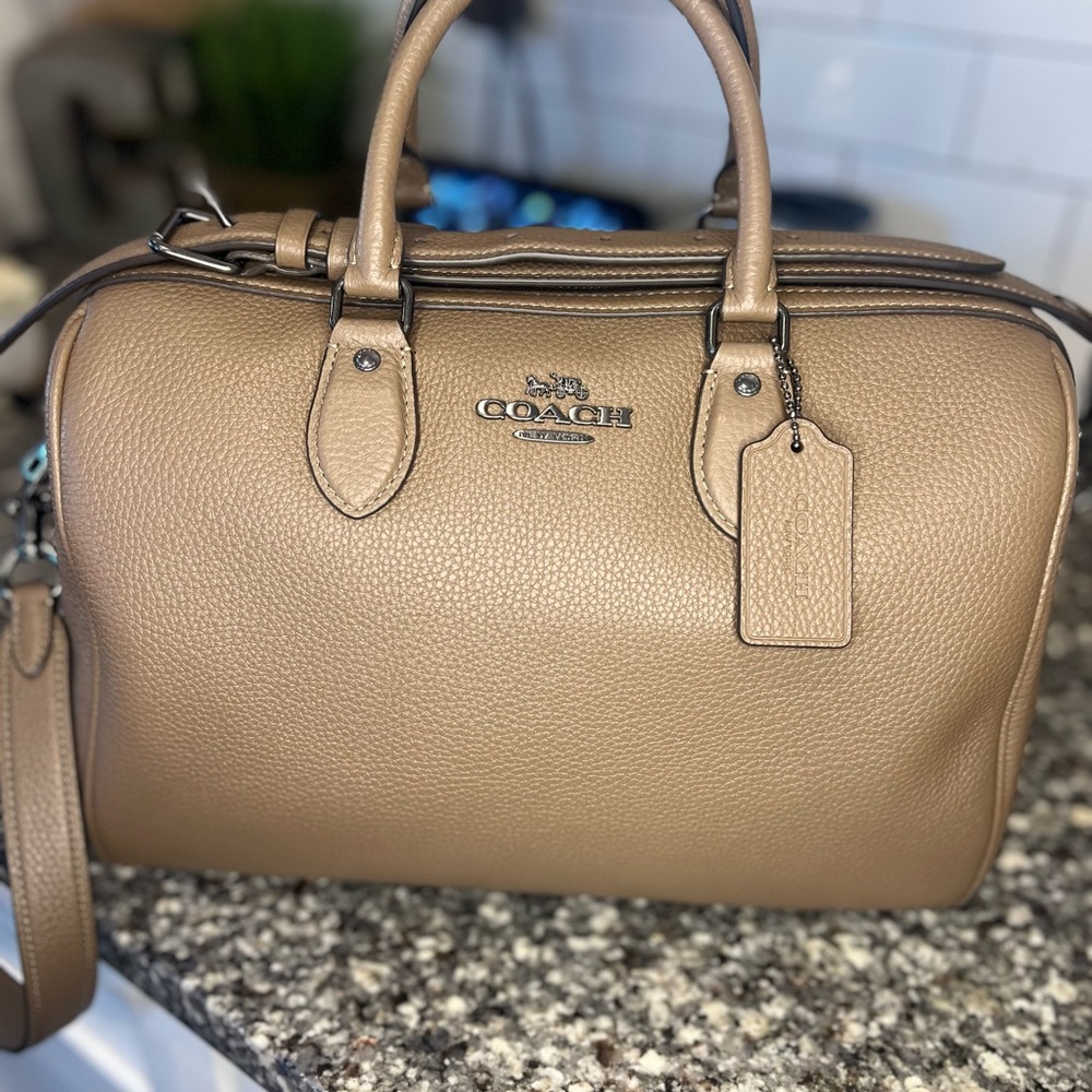 Coach Large Rowan Satchel in Dark Stone
